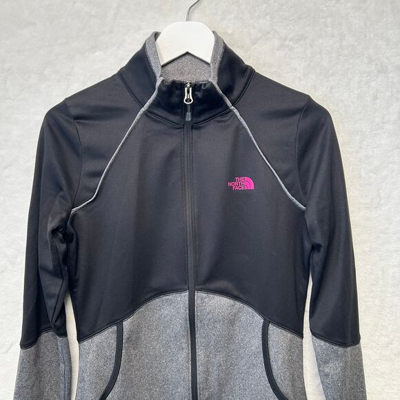 THE NORTH FACE Cinder 100 Lightweight Fleece Lined Jacket Black Gray Pink Sz S - Picture 3 of 11